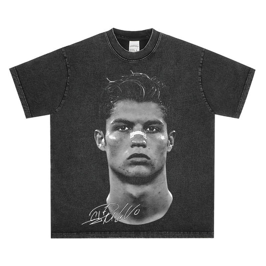 HIGH STREET FOOTBALL STAR PRINTED VINTAGE TEE | RONALDO V6.2
