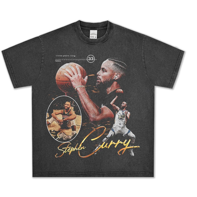 HIGH STREET NBA STAR PRINTED  VINTAGE TEE | CURRY V6.5