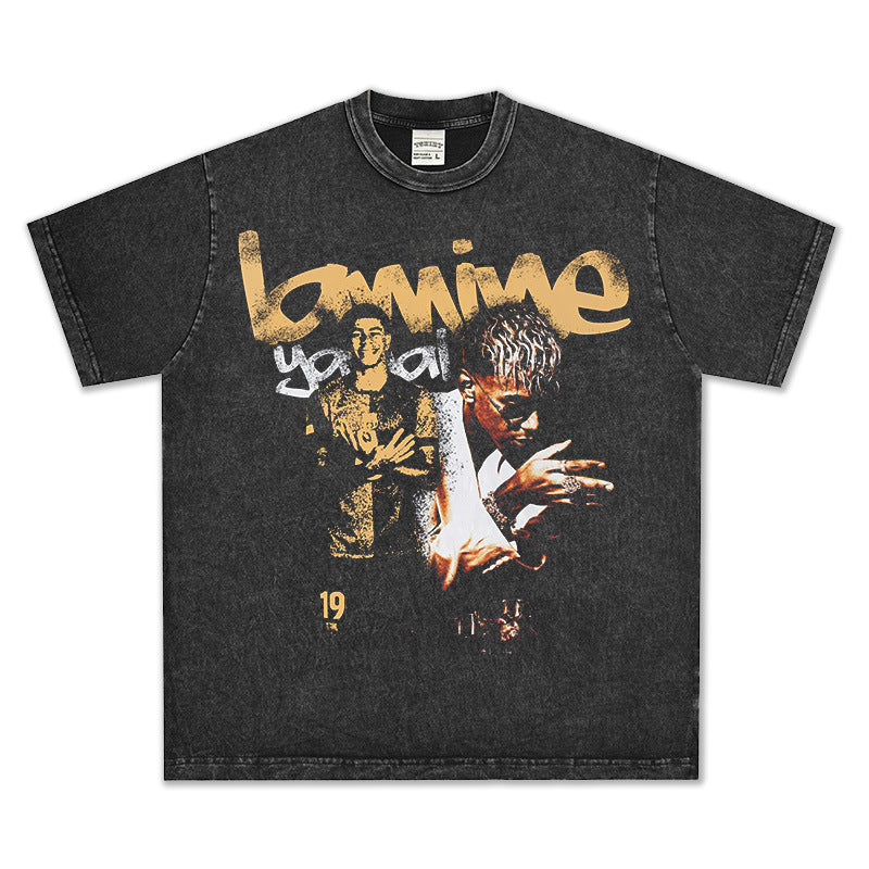 HIGH STREET FOOTBALL STAR PRINTED  VINTAGE TEE | LAMINE YAMAL V5.28