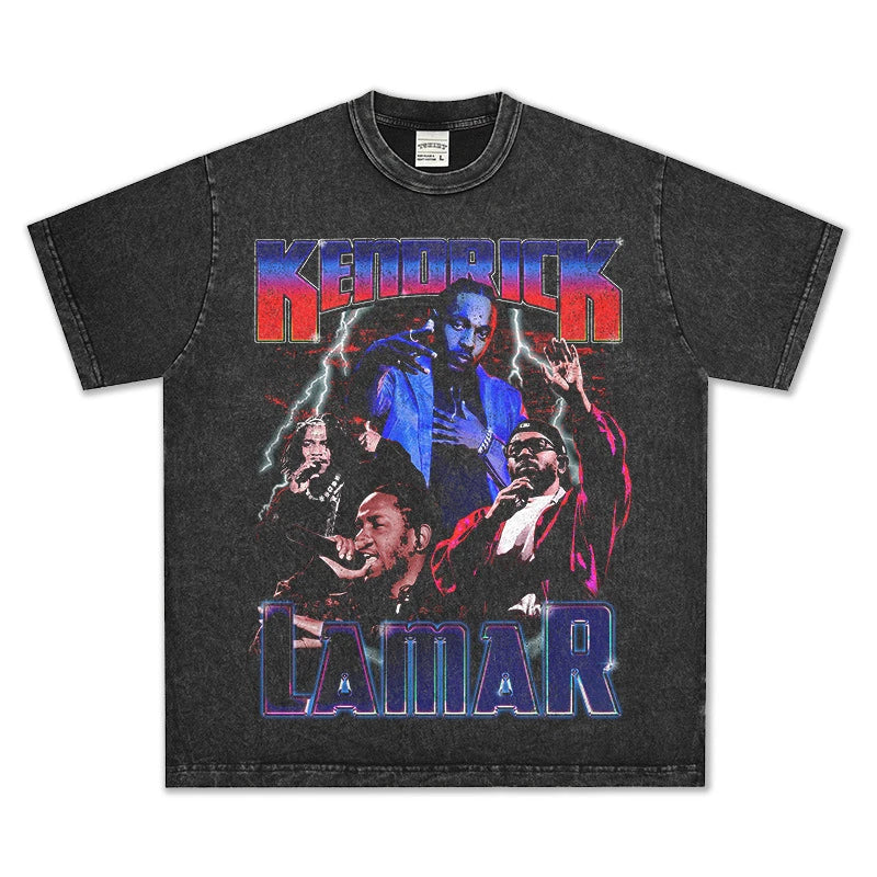 HIGH STREET HIP-HOP STAR PRINTED  VINTAGE TEE |KENDRICK V6.4