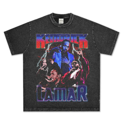 HIGH STREET HIP-HOP STAR PRINTED  VINTAGE TEE |KENDRICK V6.4