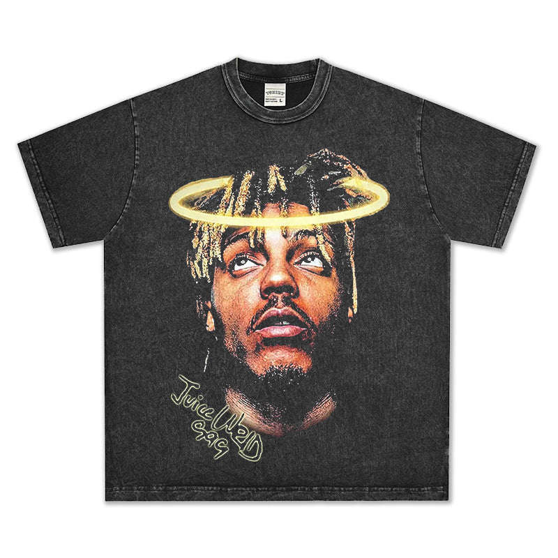 HIGH STREET HIP-HOP STAR PRINTED  VINTAGE TEE |JUICE WRLD V6.5