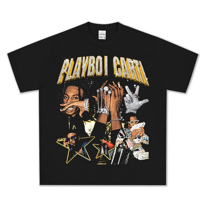 HIGH STREET HIP-HOP STAR PRINTED  VINTAGE TEE |PLAYBOI CARTI V6.5