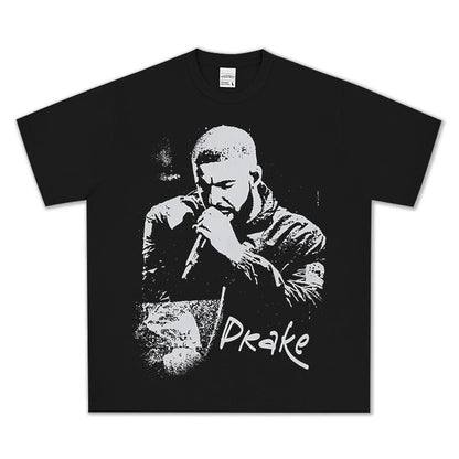 HIGH STREET HIP-HOP STAR PRINTED  VINTAGE TEE |DRAKE V6.5