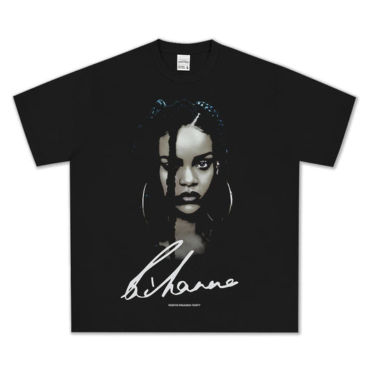 HIGH STREET HIP-HOP STAR PRINTED  VINTAGE TEE |RIHANNA V6.5