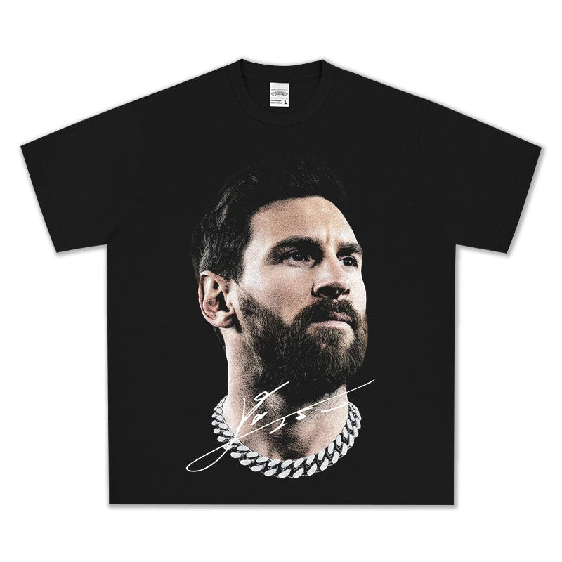 HIGH STREET SOCCER STAR BEDRUCKTES VINTAGE-T-SHIRT | MESSI V7.2