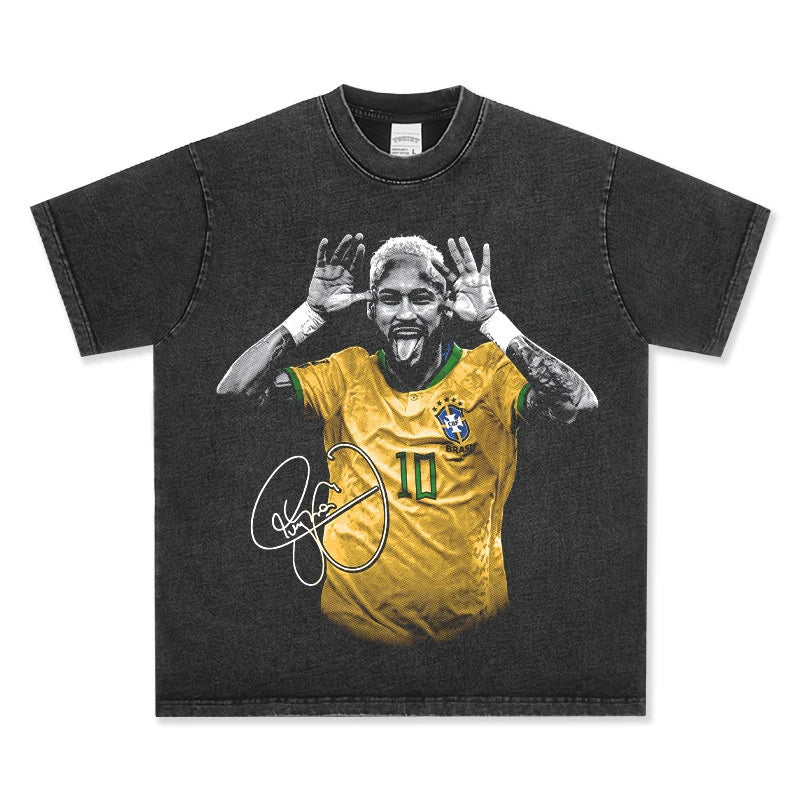 HIGH STREET SOCCER STAR BEDRUCKTES VINTAGE-T-SHIRT | NEYMAR V7.2