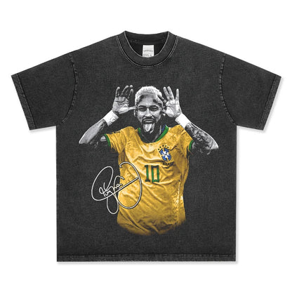 HIGH STREET SOCCER STAR BEDRUCKTES VINTAGE-T-SHIRT | NEYMAR V7.2