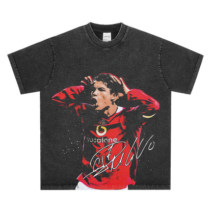 HIGH STREET FOOTBALL STAR PRINTED  VINTAGE TEE | RONALDO V6.1