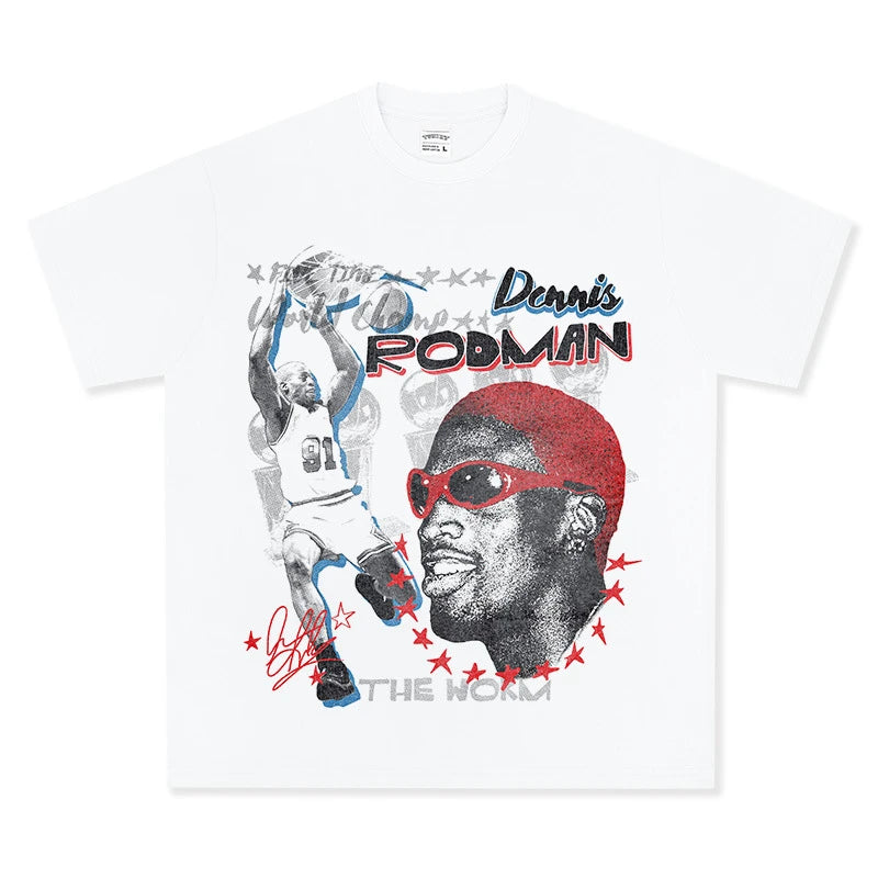 HIGH STREET NBA STAR PRINTED  VINTAGE TEE | DENNIS RODMAN V6.5