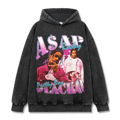 T-SHIRT VINTAGE IMPRIMÉ STAR HIP-HOP HIGH STREET | CHRIS BROWN V7.6
