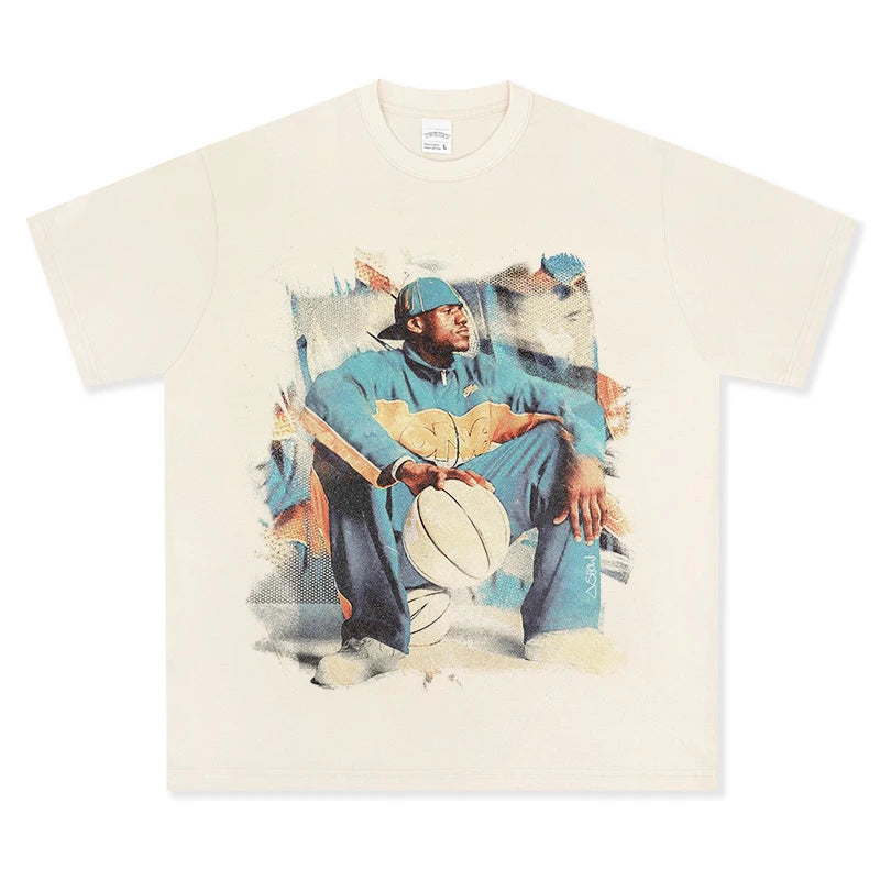 HIGH STREET NBA STAR PRINTED  VINTAGE TEE | JAMES V6.5