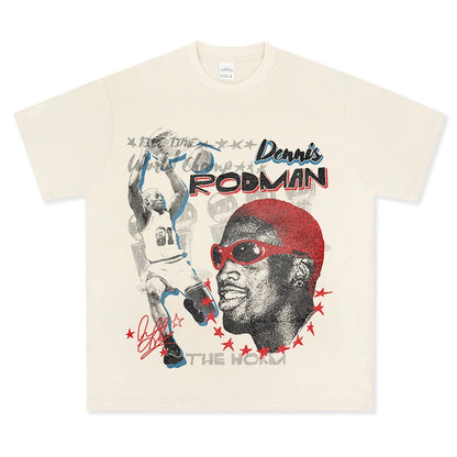 HIGH STREET NBA STAR PRINTED  VINTAGE TEE | DENNIS RODMAN V6.5