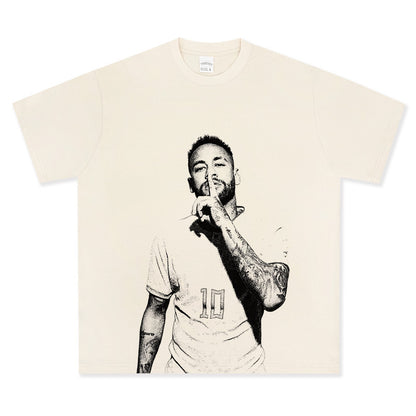 HIGH STREET FOOTBALL STAR PRINTED  VINTAGE TEE | NEYMAR V6.2