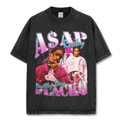 T-SHIRT VINTAGE IMPRIMÉ STAR HIP-HOP HIGH STREET | CHRIS BROWN V7.6
