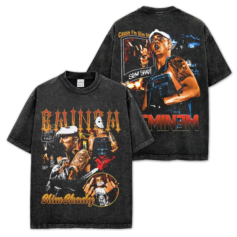 T-SHIRT VINTAGE IMPRIMÉ STAR HIP-HOP HIGH STREET | CHRIS BROWN V7.6