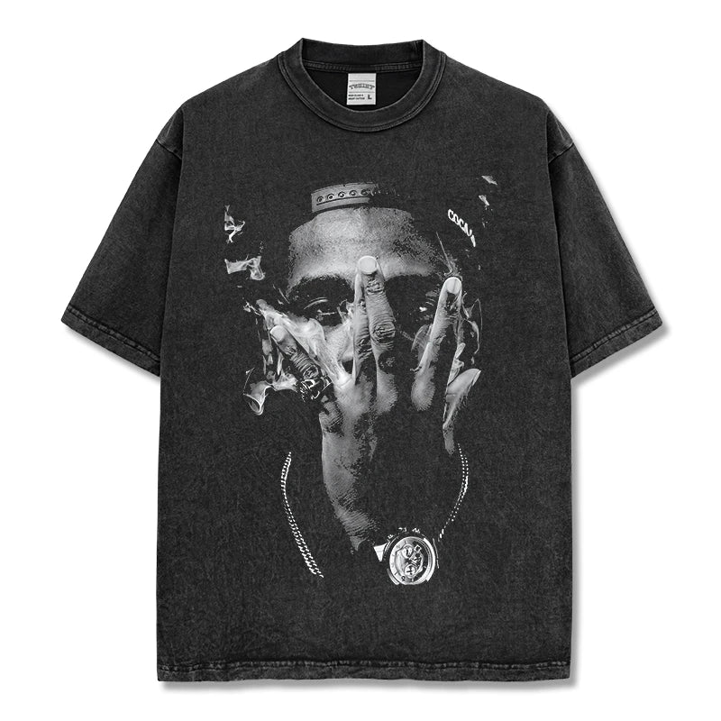 HIGH STREET HIP-HOP STAR BEDRUCKTES VINTAGE-T-SHIRT | CHRIS BROWN V7.6