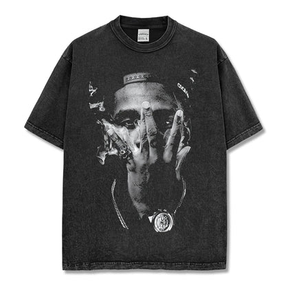 HIGH STREET HIP-HOP STAR BEDRUCKTES VINTAGE-T-SHIRT | CHRIS BROWN V7.6