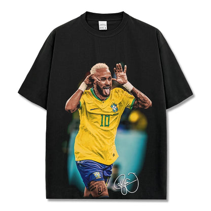 HIGH STREET SOCCER STAR BEDRUCKTES VINTAGE-T-SHIRT | NEYMAR V7.3