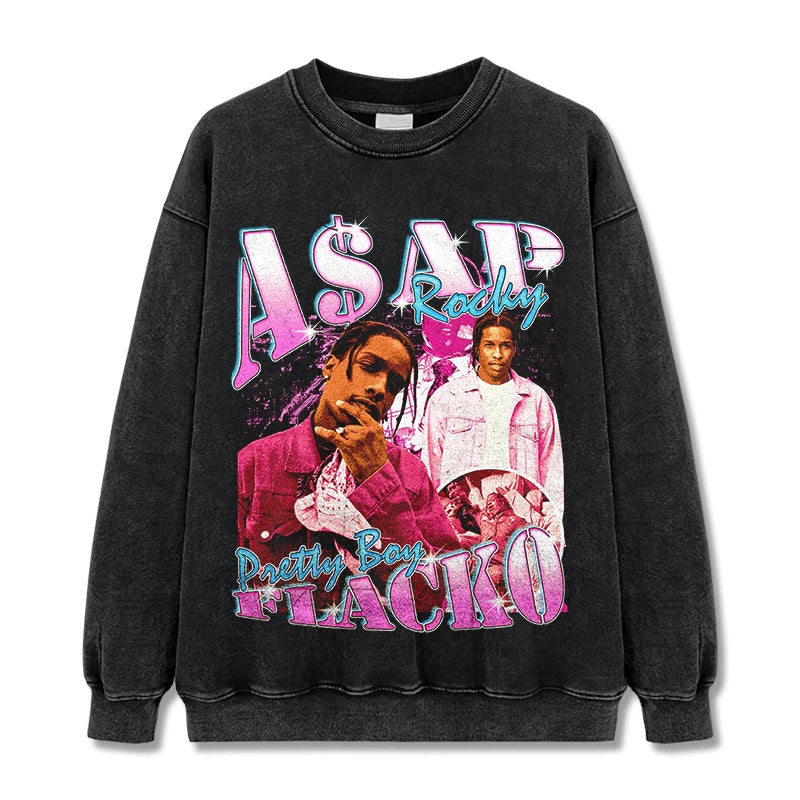 T-SHIRT VINTAGE IMPRIMÉ STAR HIP-HOP HIGH STREET | CHRIS BROWN V7.6