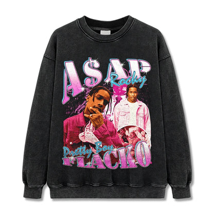 T-SHIRT VINTAGE IMPRIMÉ STAR HIP-HOP HIGH STREET | CHRIS BROWN V7.6