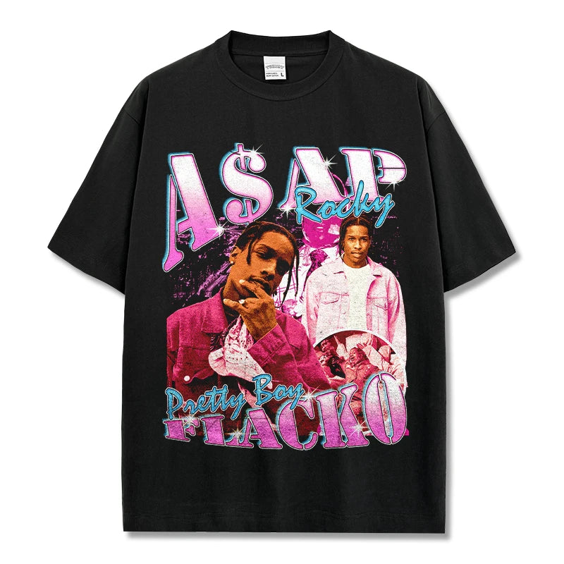 T-SHIRT VINTAGE IMPRIMÉ STAR HIP-HOP HIGH STREET | CHRIS BROWN V7.6