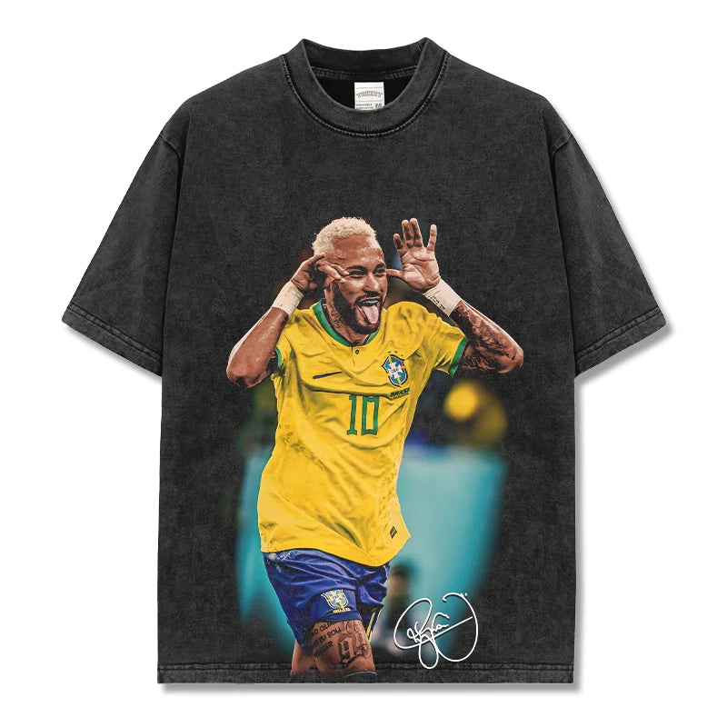 HIGH STREET SOCCER STAR BEDRUCKTES VINTAGE-T-SHIRT | NEYMAR V7.3