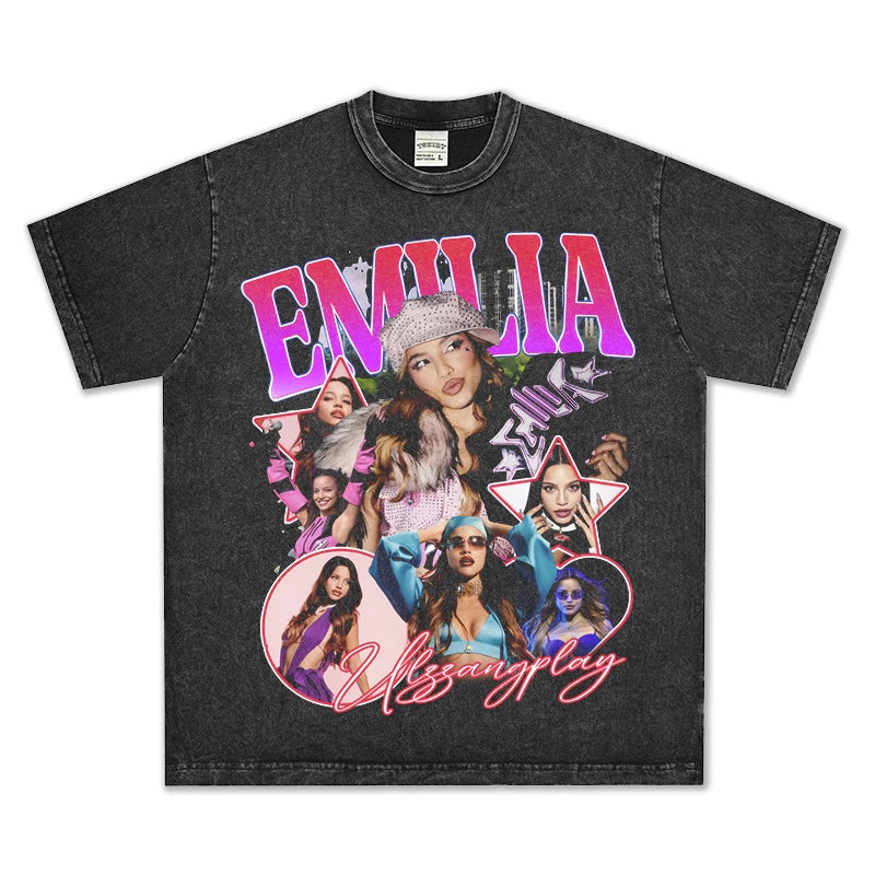 T-SHIRT VINTAGE IMPRIMÉ STAR HIP-HOP HIGH STREET | CHRIS BROWN V7.6