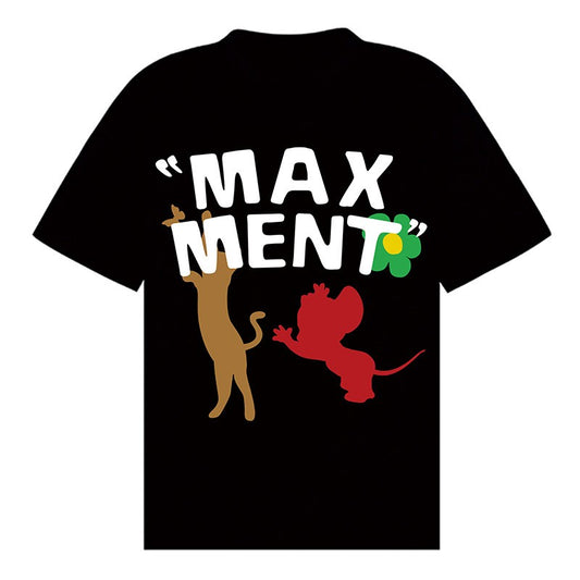 Cartoon design round neck men's and women's short sleeved loose casual street couple T-shirt