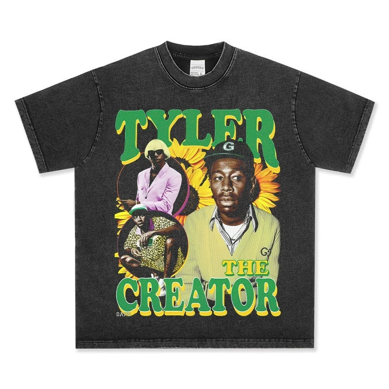T-SHIRT VINTAGE IMPRIMÉ STAR HIP-HOP HIGH STREET | CHRIS BROWN V7.6