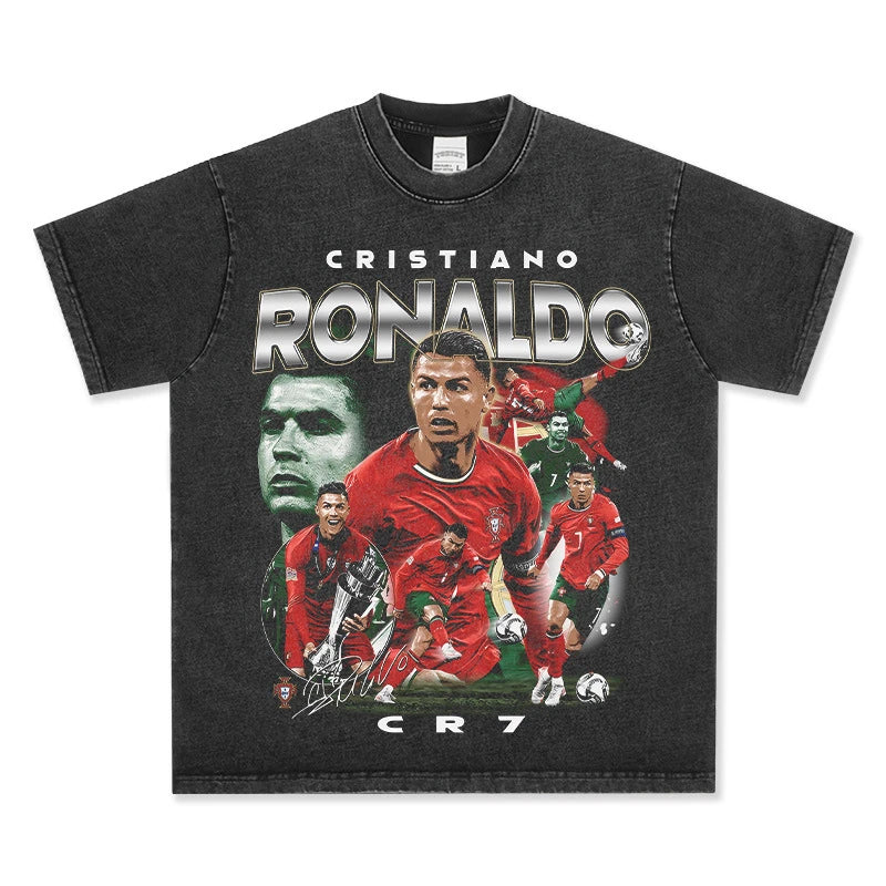 HIGH STREET SOCCER STAR PRINTED VINTAGE TEE | RONALDO V7.2