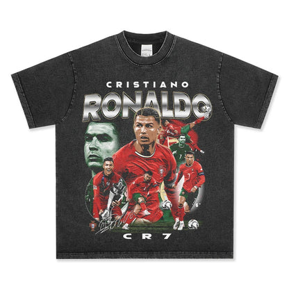 HIGH STREET SOCCER STAR PRINTED VINTAGE TEE | RONALDO V7.2