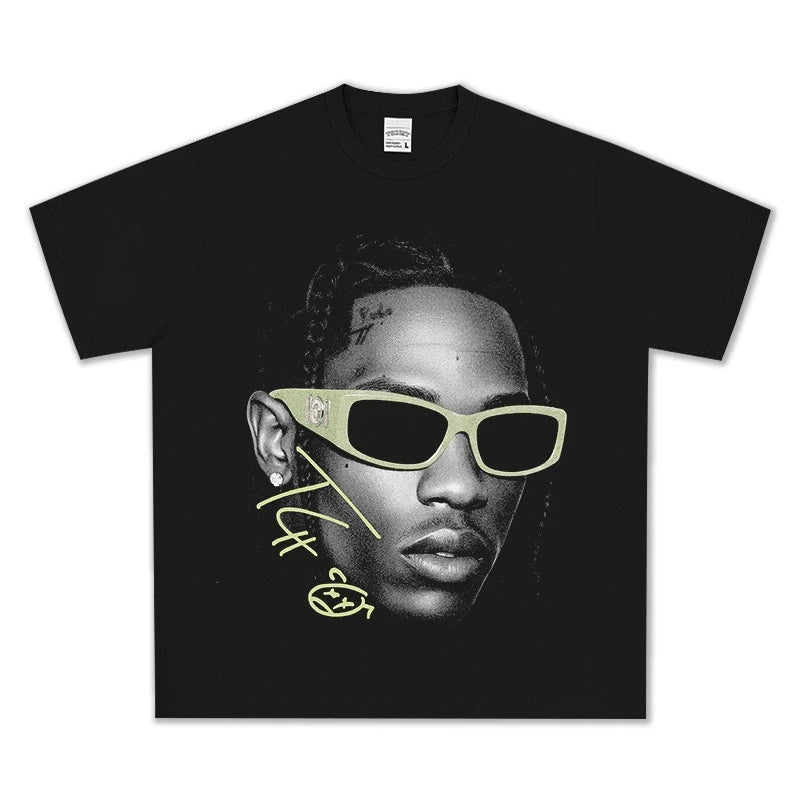 T-SHIRT VINTAGE IMPRIMÉ STAR HIP-HOP HIGH STREET | CHRIS BROWN V7.6