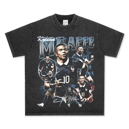 HIGH STREET SOCCER STAR BEDRUCKTES VINTAGE-T-SHIRT | KYLIAN MBAPPÉ V7.3