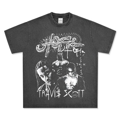 T-SHIRT VINTAGE IMPRIMÉ STAR HIP-HOP HIGH STREET | CHRIS BROWN V7.6