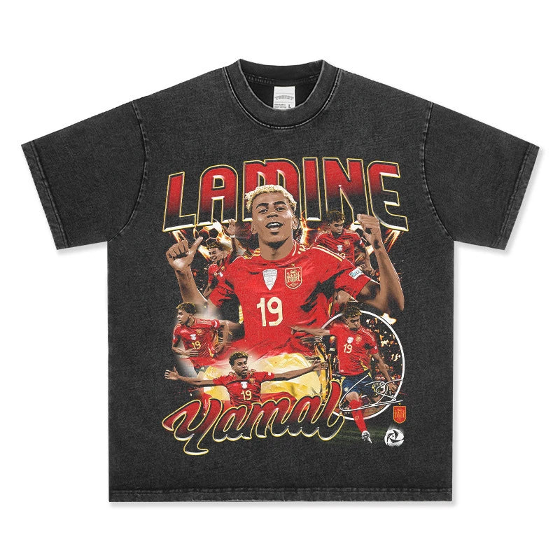 HIGH STREET SOCCER STAR BEDRUCKTES VINTAGE-T-SHIRT | LAMINE YAMAL V5.28