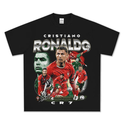 HIGH STREET SOCCER STAR PRINTED VINTAGE TEE | RONALDO V7.2