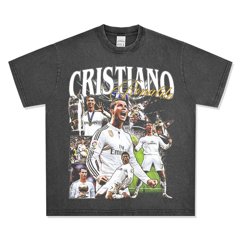 HIGH STREET SOCCER STAR BEDRUCKTES VINTAGE-T-SHIRT | RONALDO V7.3