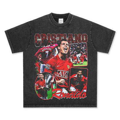 T-SHIRT VINTAGE IMPRIMÉ FOOTBALLEUR DE RUE | RONALDO V7.8