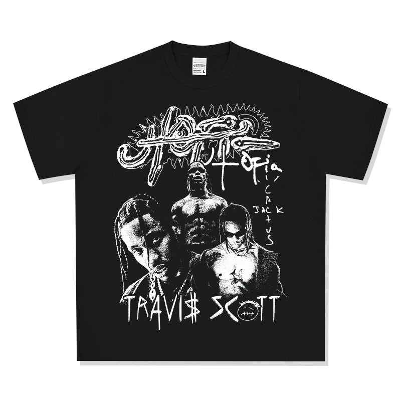 T-SHIRT VINTAGE IMPRIMÉ STAR HIP-HOP HIGH STREET | CHRIS BROWN V7.6