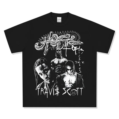T-SHIRT VINTAGE IMPRIMÉ STAR HIP-HOP HIGH STREET | CHRIS BROWN V7.6