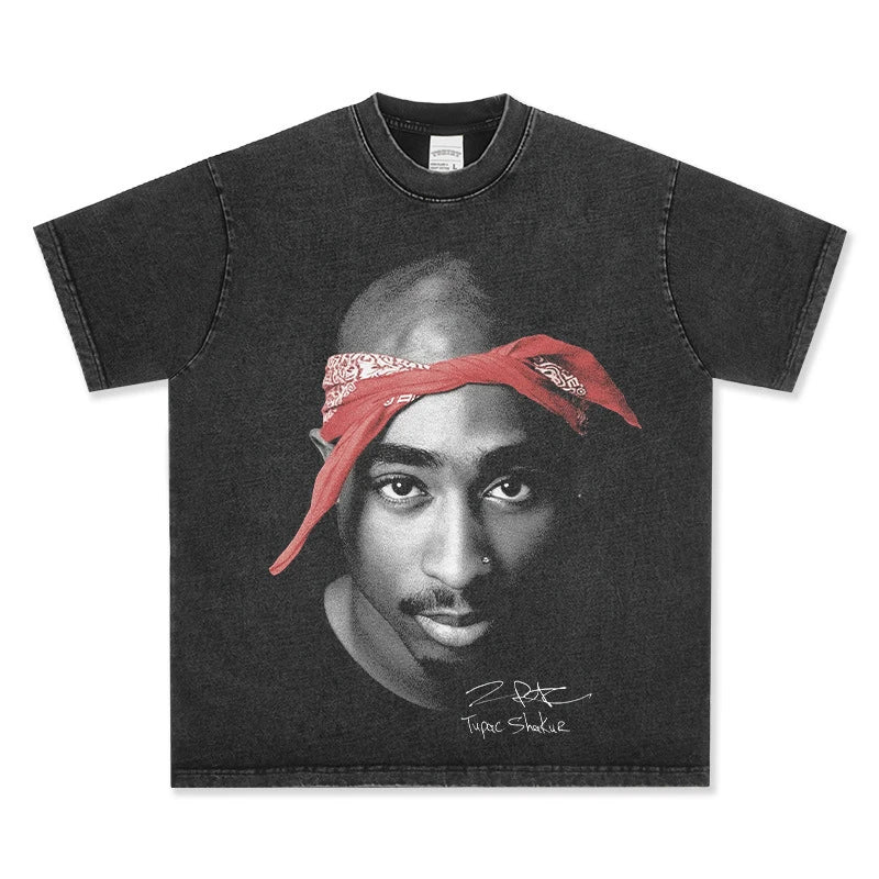 T-SHIRT VINTAGE IMPRIMÉ STAR HIP-HOP HIGH STREET | CHRIS BROWN V7.6