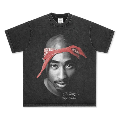 T-SHIRT VINTAGE IMPRIMÉ STAR HIP-HOP HIGH STREET | CHRIS BROWN V7.6