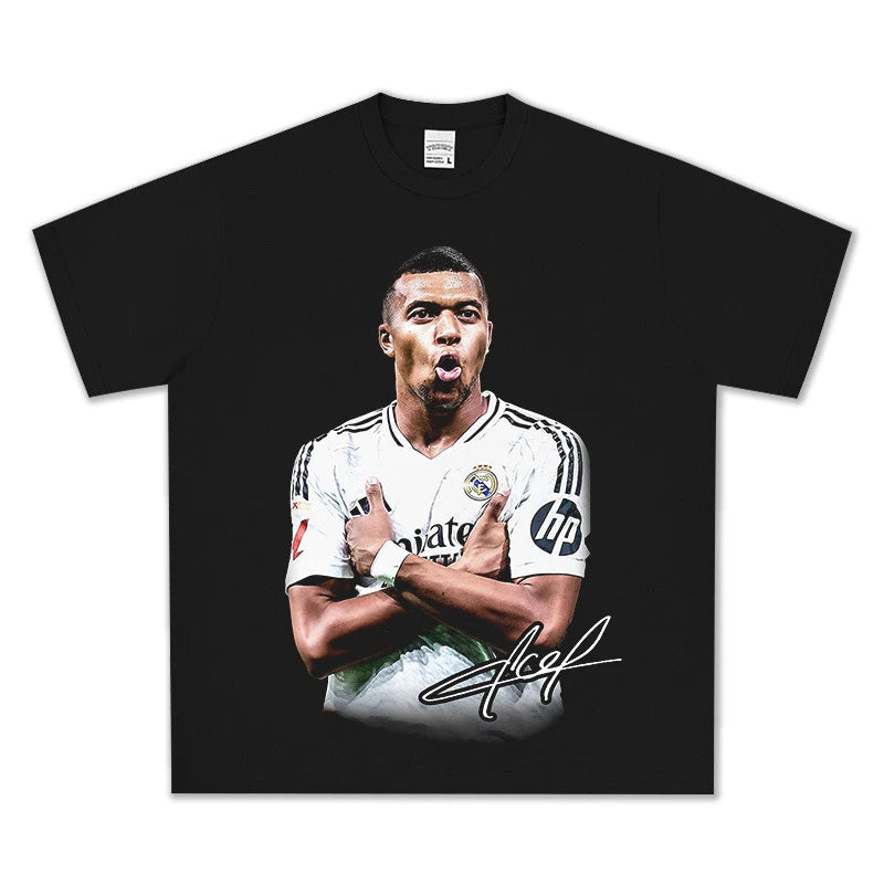 HIGH STREET SOCCER STAR BEDRUCKTES VINTAGE-T-SHIRT | KYLIAN MBAPPÉ V7.3