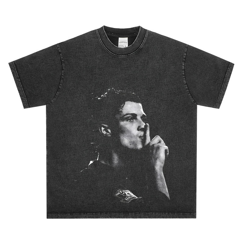 T-SHIRT VINTAGE IMPRIMÉ FOOTBALLEUR DE RUE | RONALDO V7.8