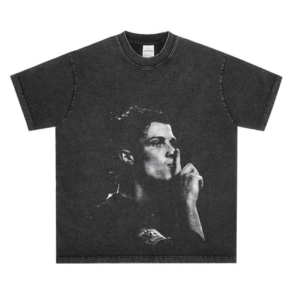 T-SHIRT VINTAGE IMPRIMÉ FOOTBALLEUR DE RUE | RONALDO V7.8