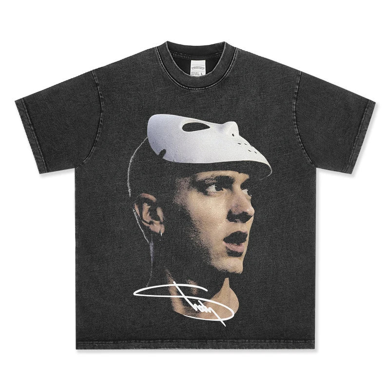 T-SHIRT VINTAGE IMPRIMÉ STAR HIP-HOP HIGH STREET | CHRIS BROWN V7.6