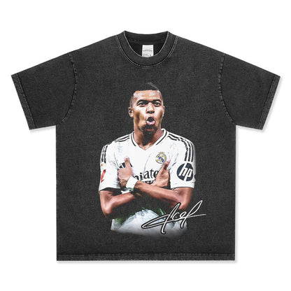 HIGH STREET SOCCER STAR BEDRUCKTES VINTAGE-T-SHIRT | KYLIAN MBAPPÉ V7.3