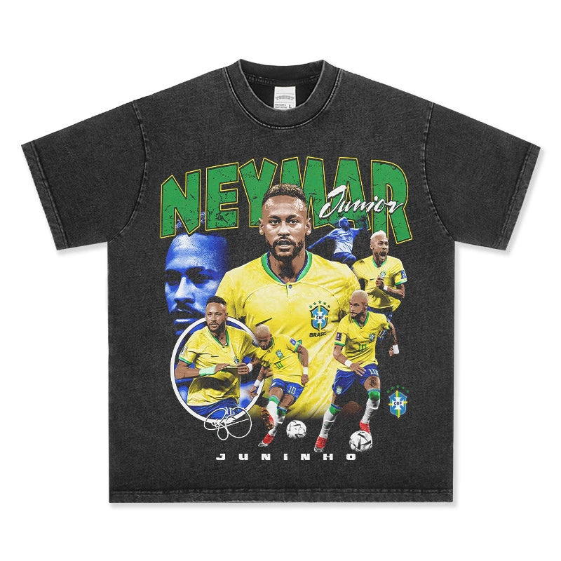 HIGH STREET SOCCER STAR BEDRUCKTES VINTAGE-T-SHIRT | NEYMAR JUNIOR V7.3