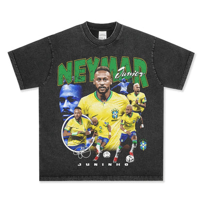 HIGH STREET SOCCER STAR BEDRUCKTES VINTAGE-T-SHIRT | NEYMAR JUNIOR V7.3
